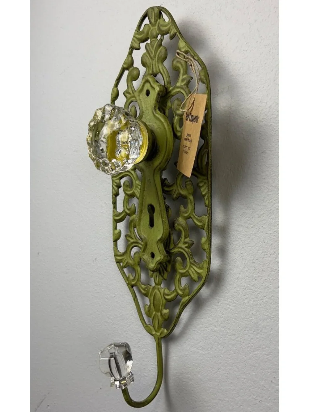 Pair Green Shabby Chic Scroll Metal Wall Hooks Acrylic Knobs By Pier 1 Imports